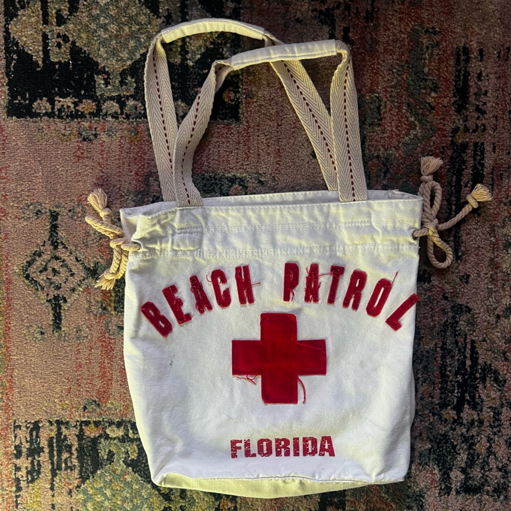 Beach Patrol Florida Tote Bag - Red and White